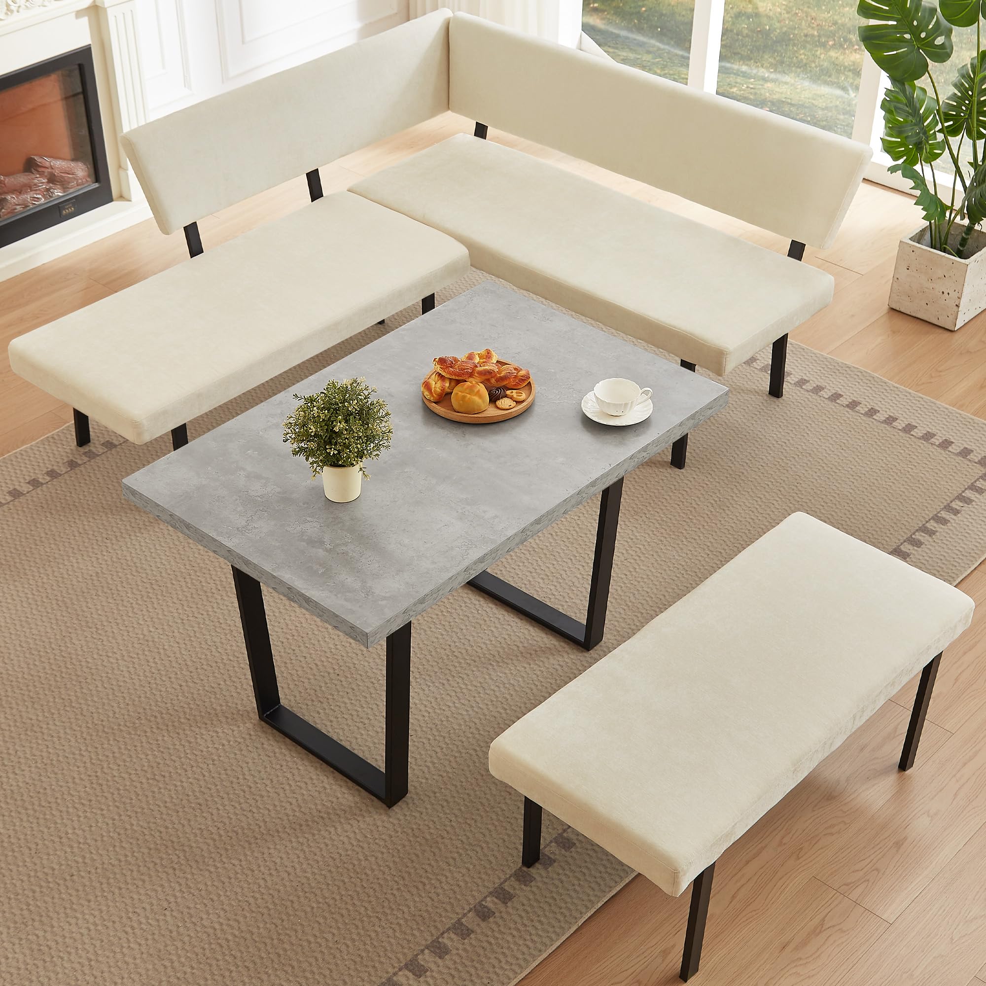 3-Piece Corner Dining Table Set with Bench