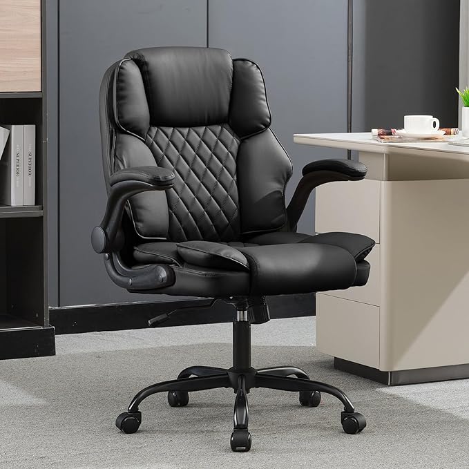 Ergonomic Mid Back Office Chair with Flip-Up Arms