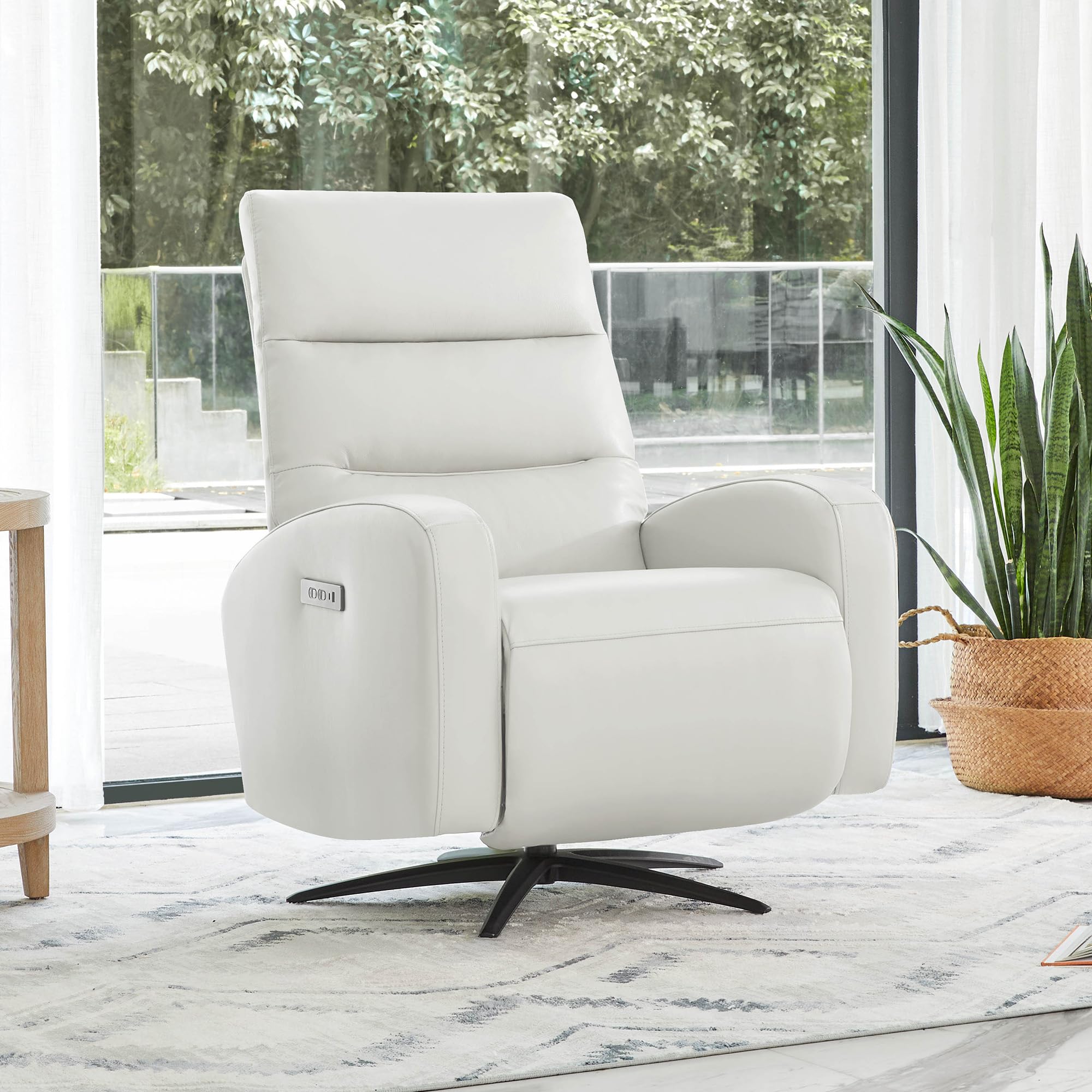 Genuine Leather Power Swivel Recliner Chair with USB Ports