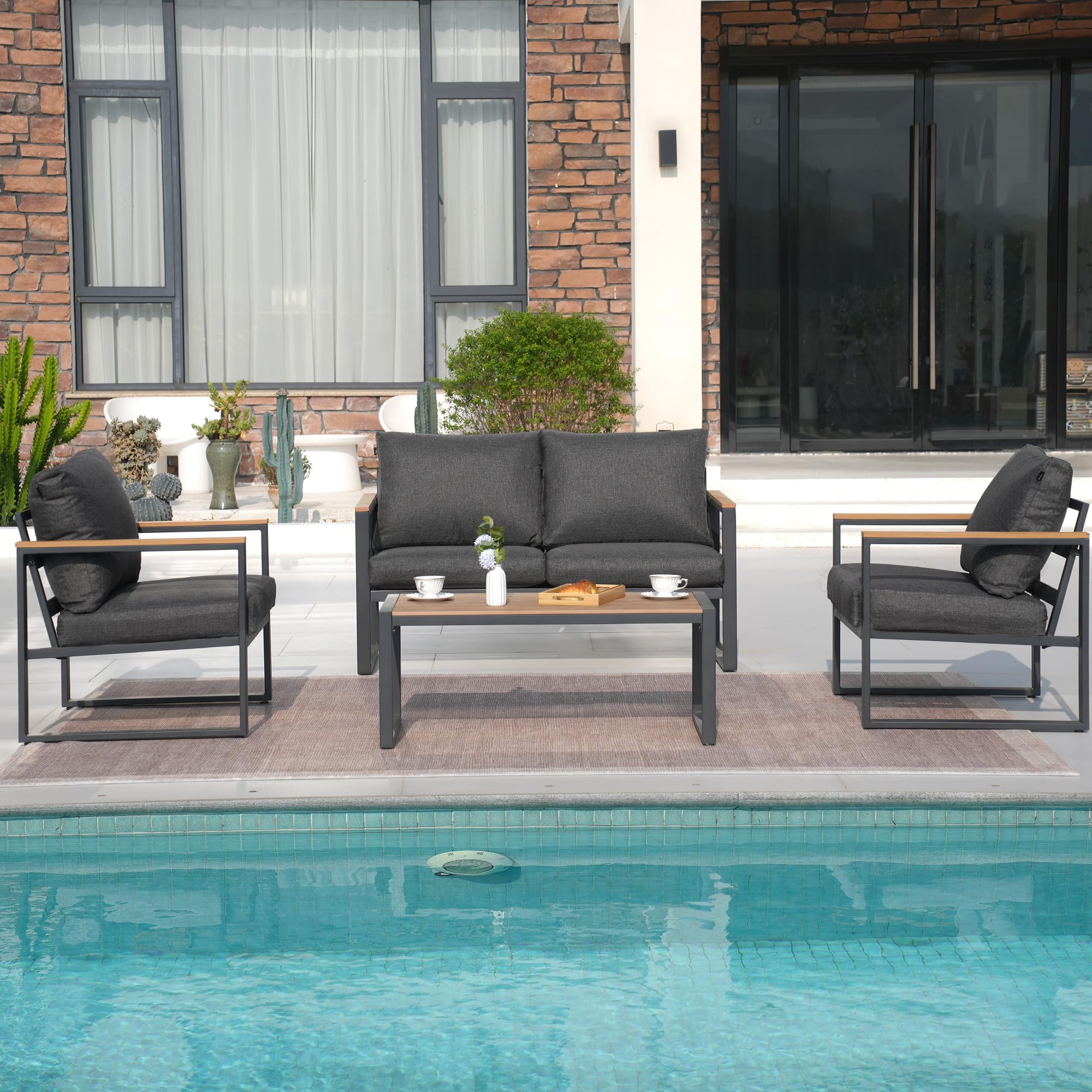 4-Piece Patio Conversation Set with Coffee Table