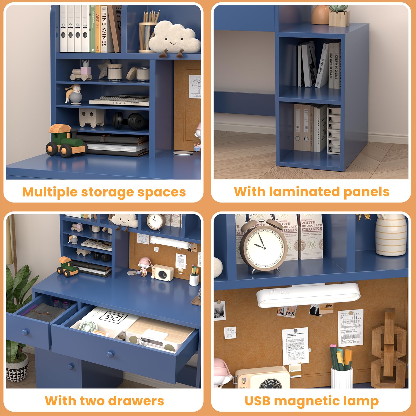 Kids Study Desk and Chair Set with Storage