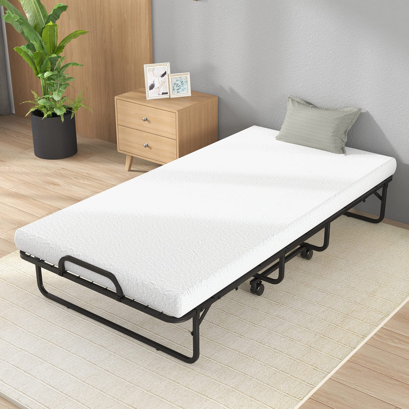 Twin Folding Bed with Memory Foam Mattress