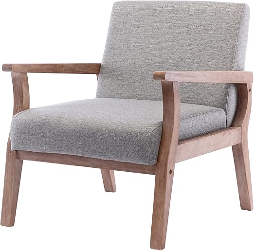 Mid-Century Modern Linen Accent Chair