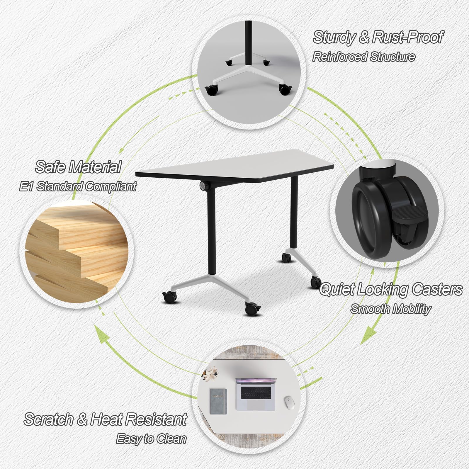 Folding Conference Table with Wheels - Trapezoid Training Table