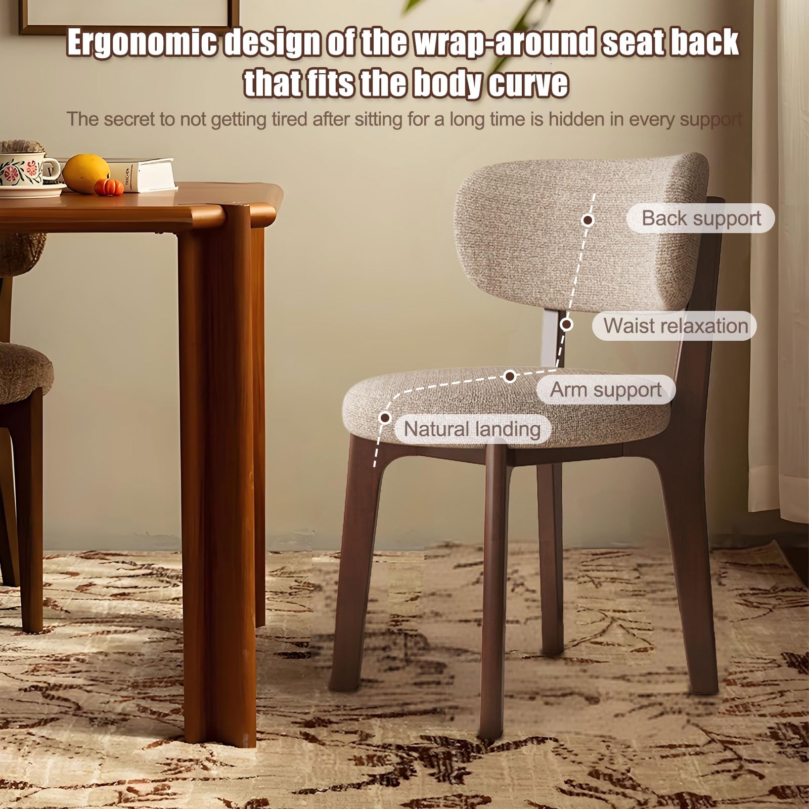 Mid Century Modern Fabric Dining Chairs Set of 2/4