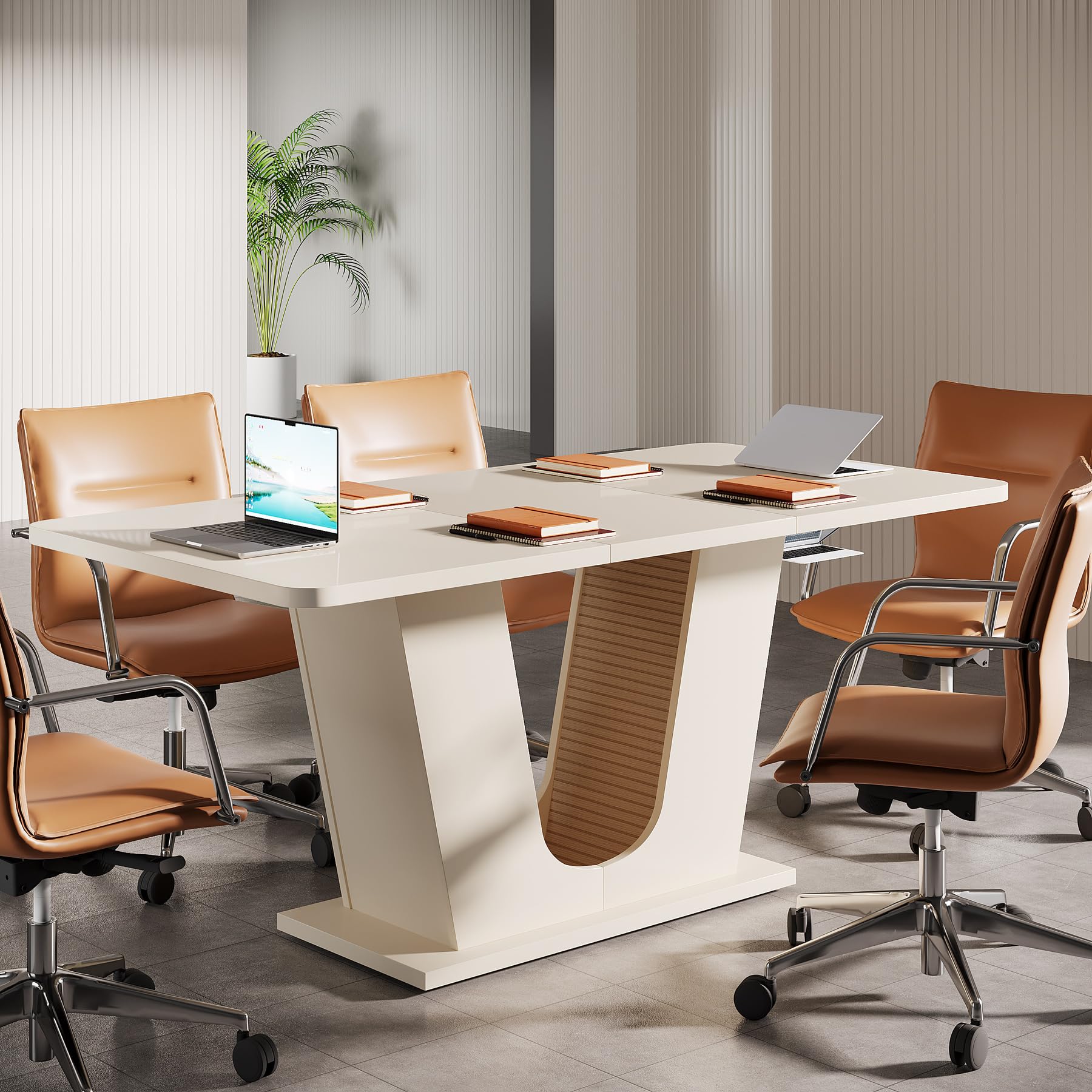 55-Inch Rectangular Conference Table for 4-6 People