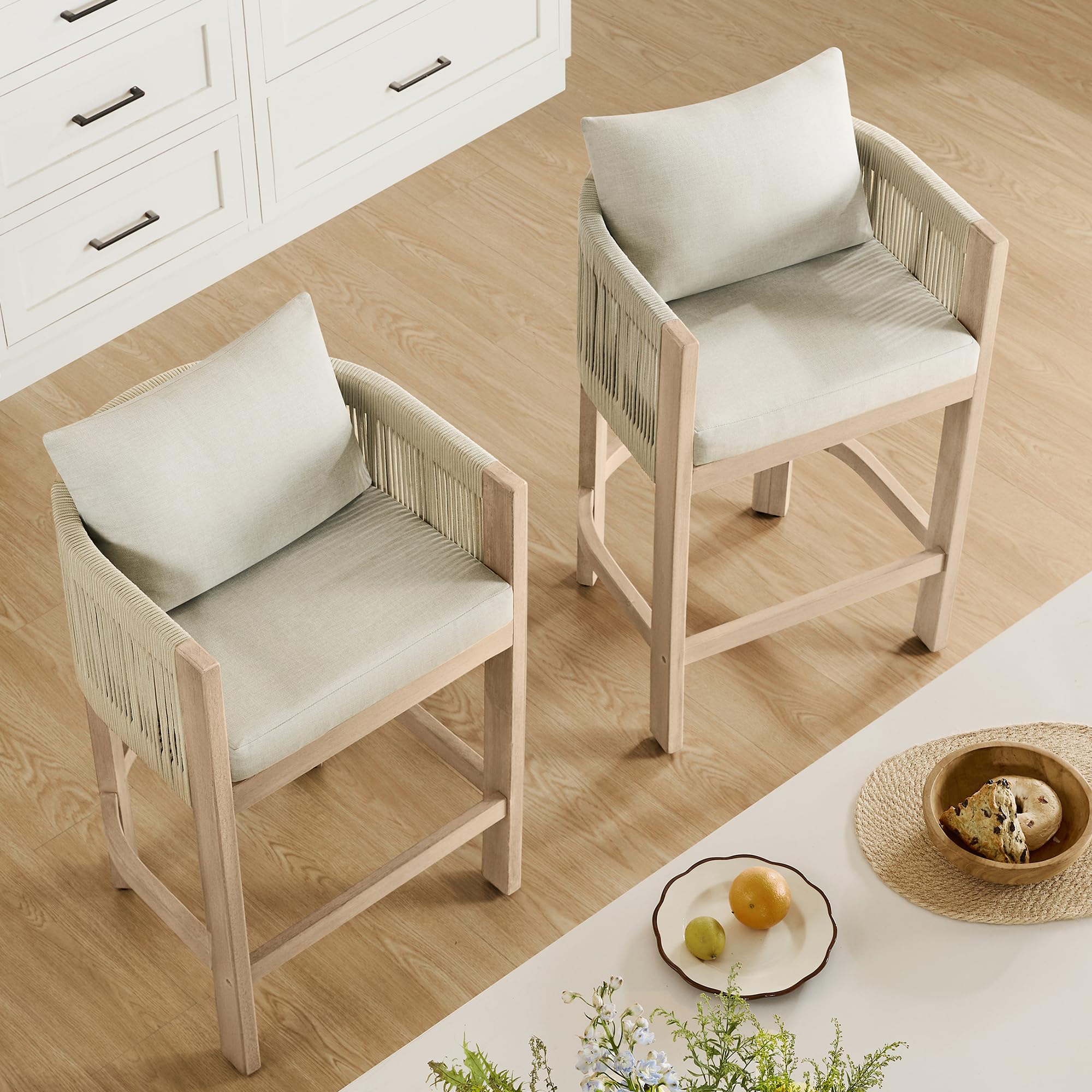 Cord Braid Counter Height Barstools Set of 2