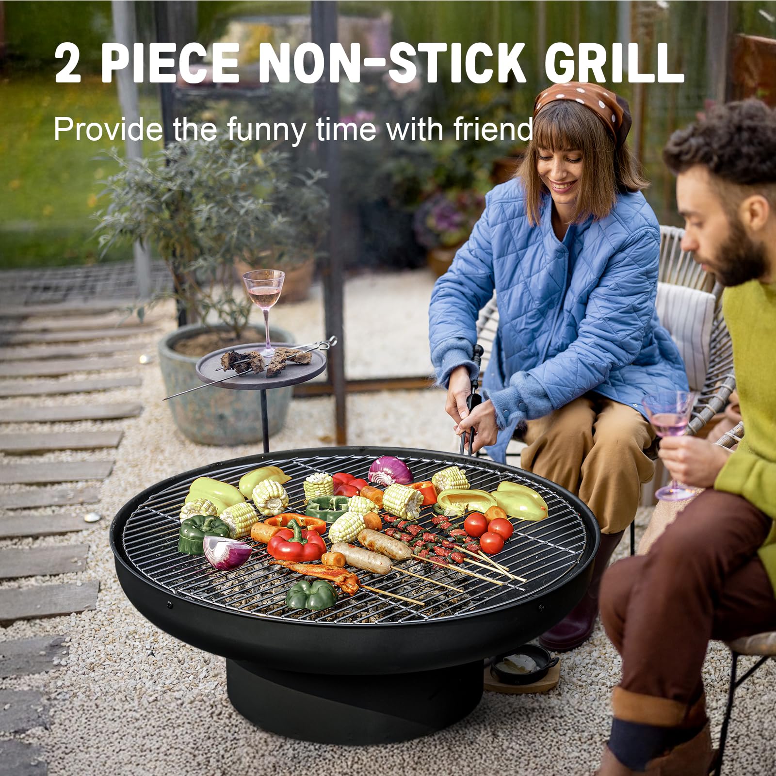 32 Inch Fire Pit Table with Lid and Cover
