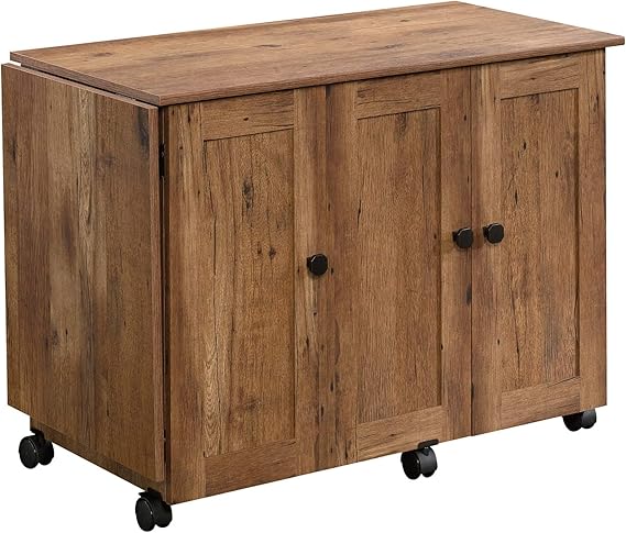 Rolling Sewing and Craft Table with Storage - Cinnamon Cherry