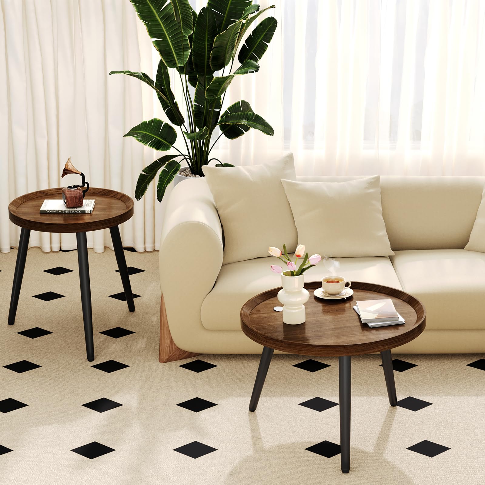 Round Nesting Coffee Table Set of 2