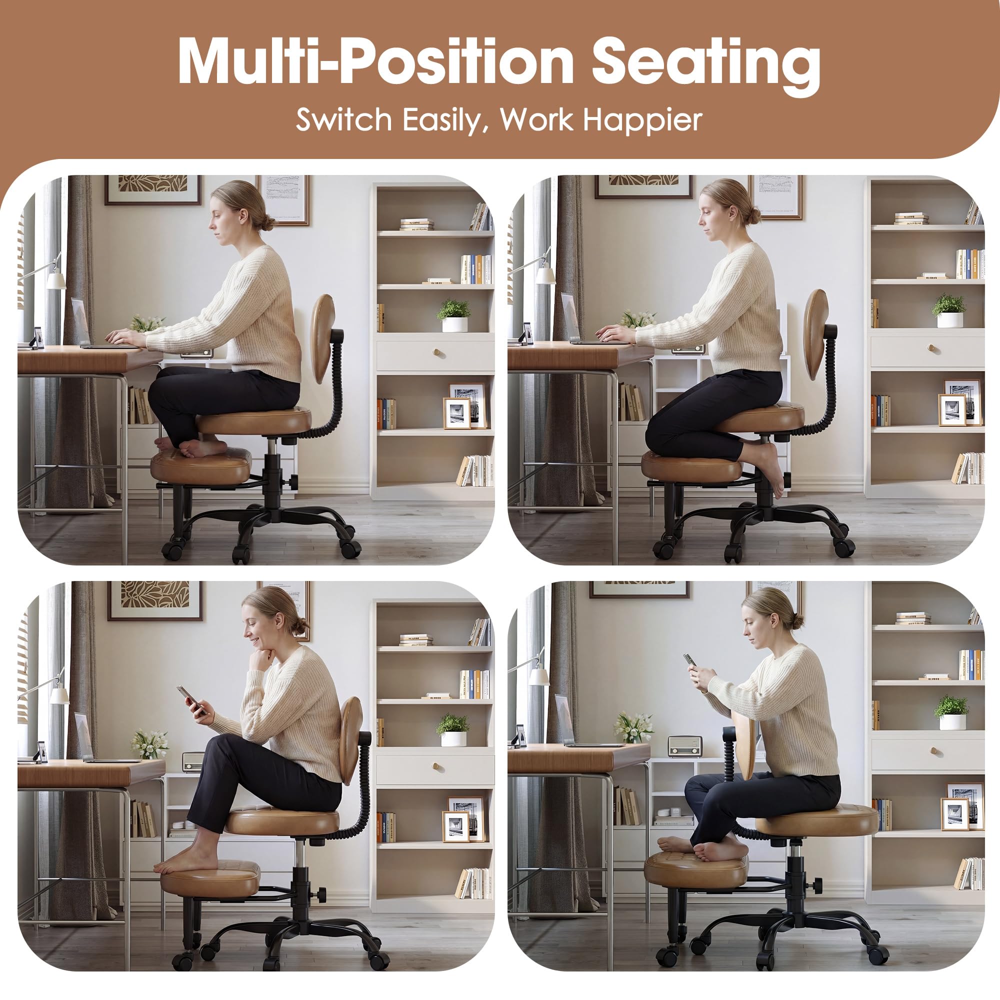 Cross Legged Office Chair with 360° Swivel