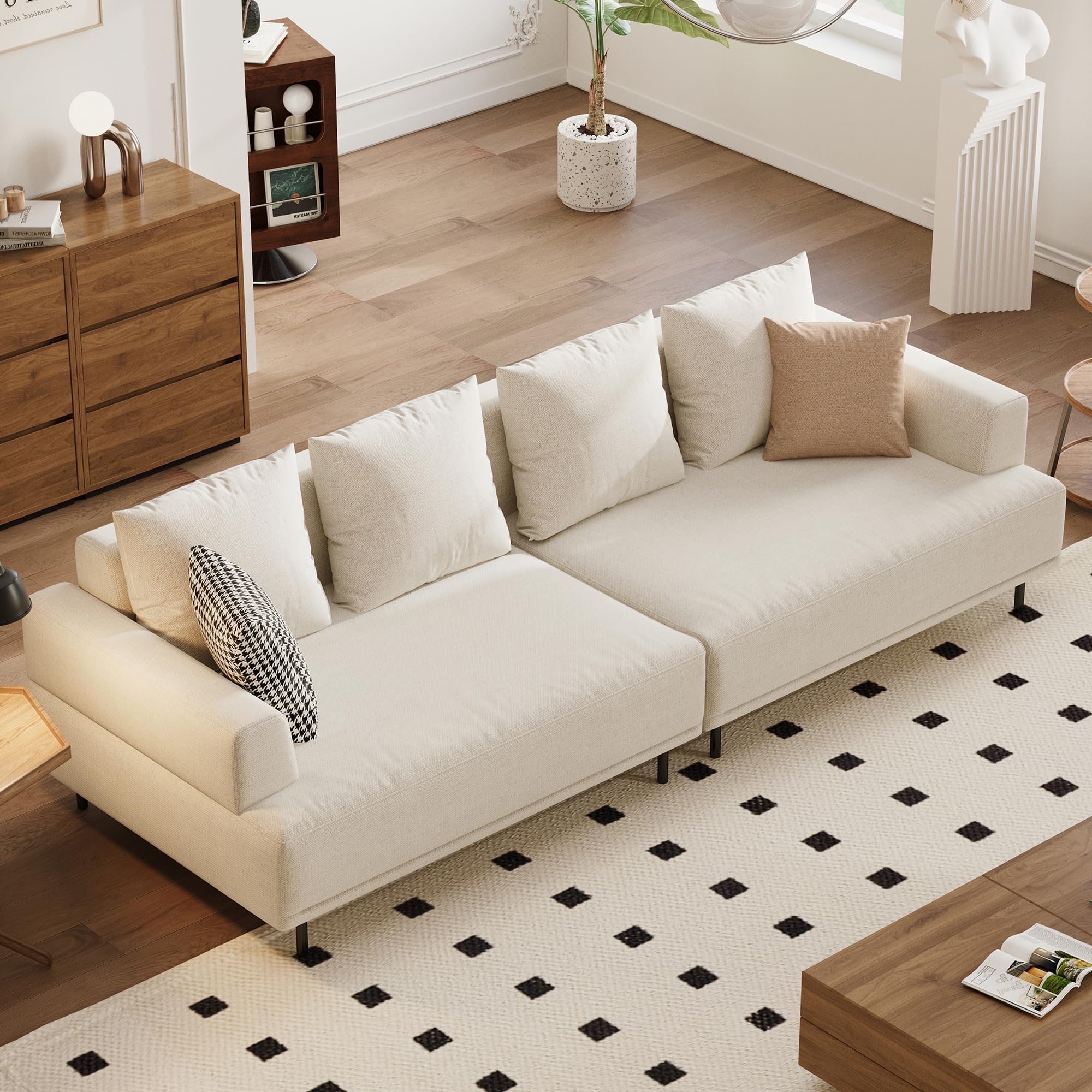 Modular Sectional Sofa 109.4" Wide Mid-Century Modern Fabric Couch