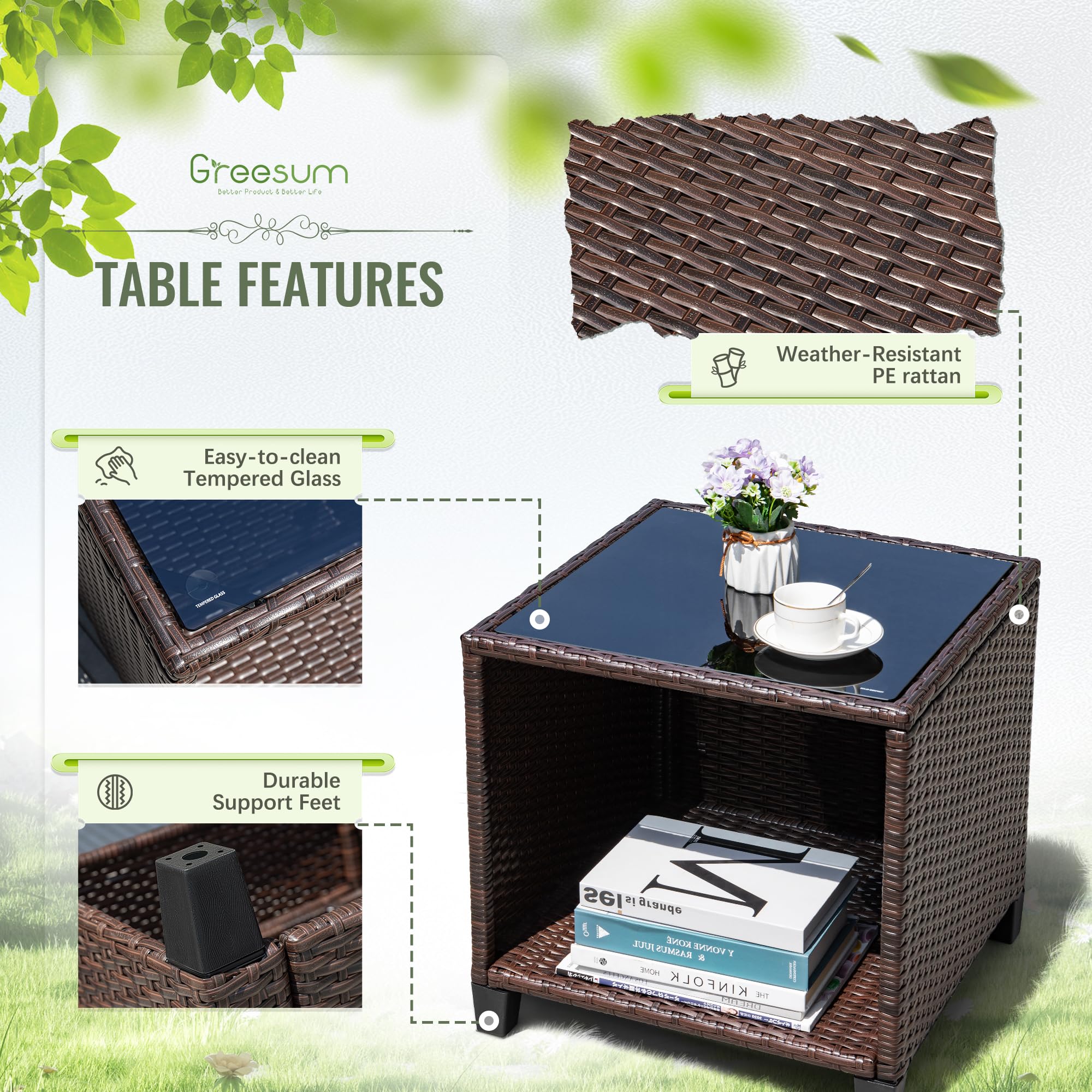 3-Piece Patio Furniture Set with Cushions
