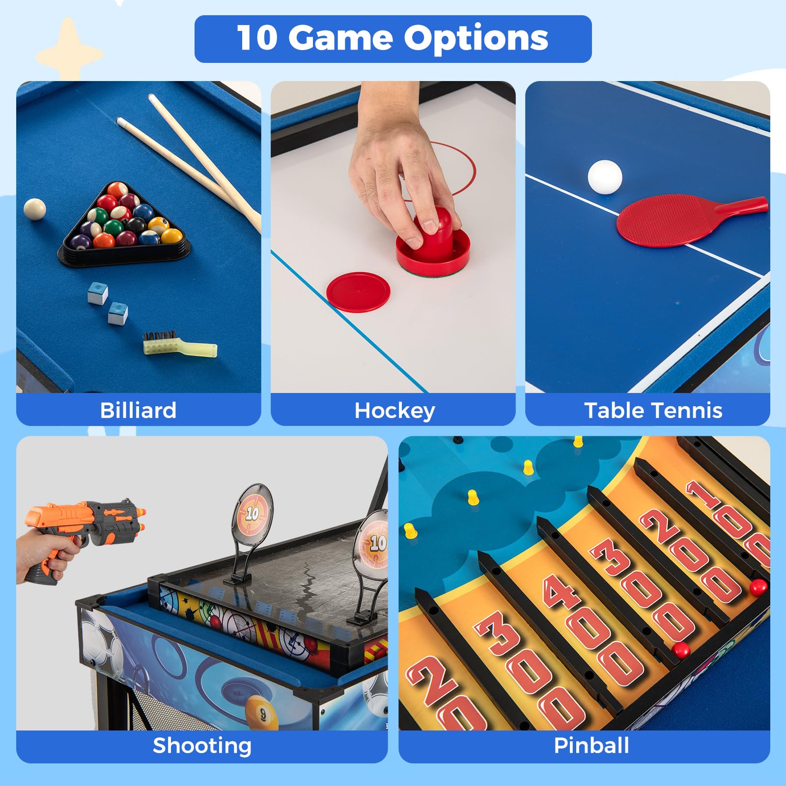 10-in-1 Multi Game Table with Complete Accessories