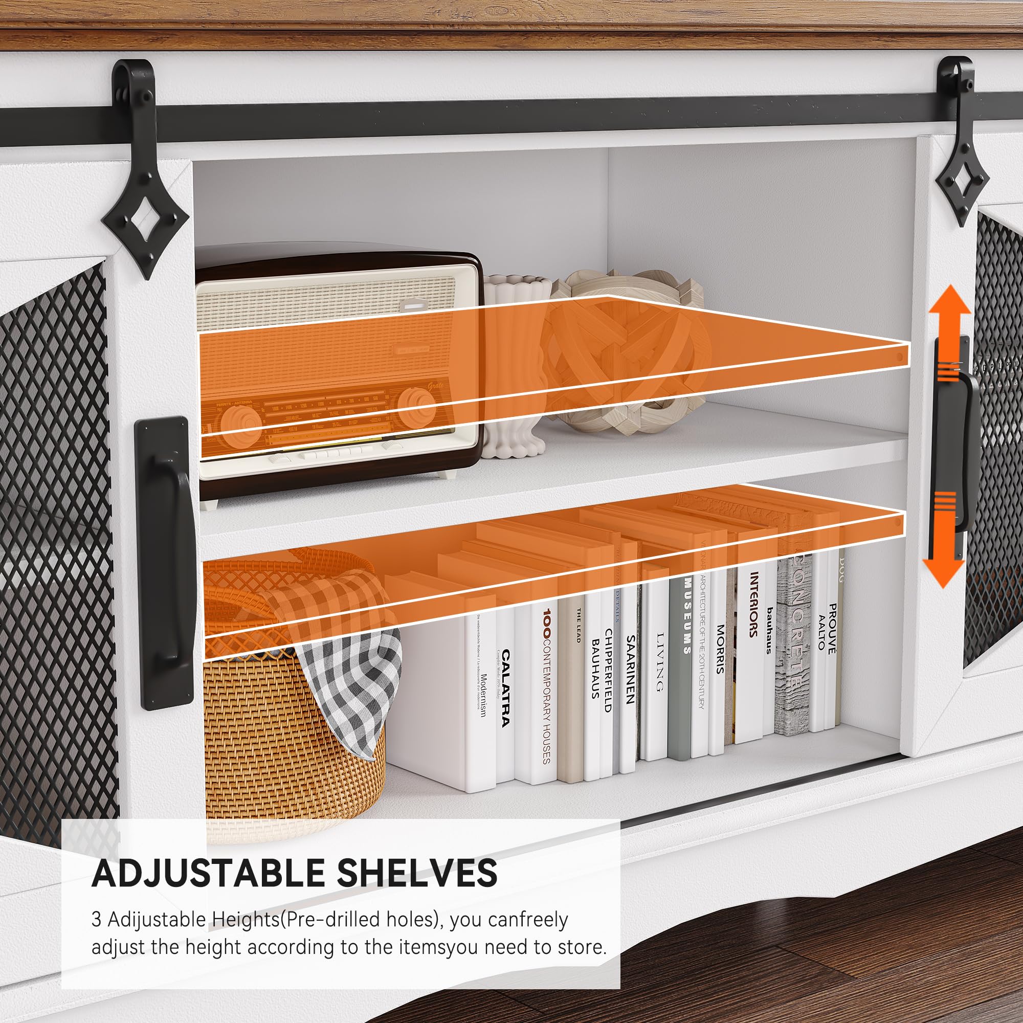 Modern TV Stand 65 Inch Entertainment Center with Sliding Barn Doors