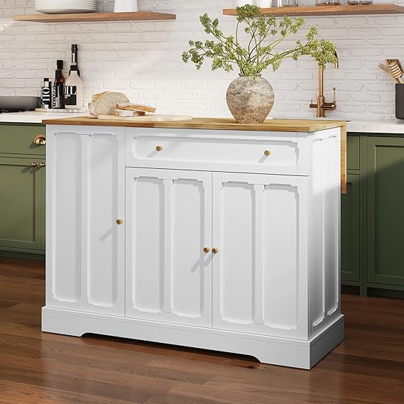 Kitchen Island Cart with Storage and Drop Leaf