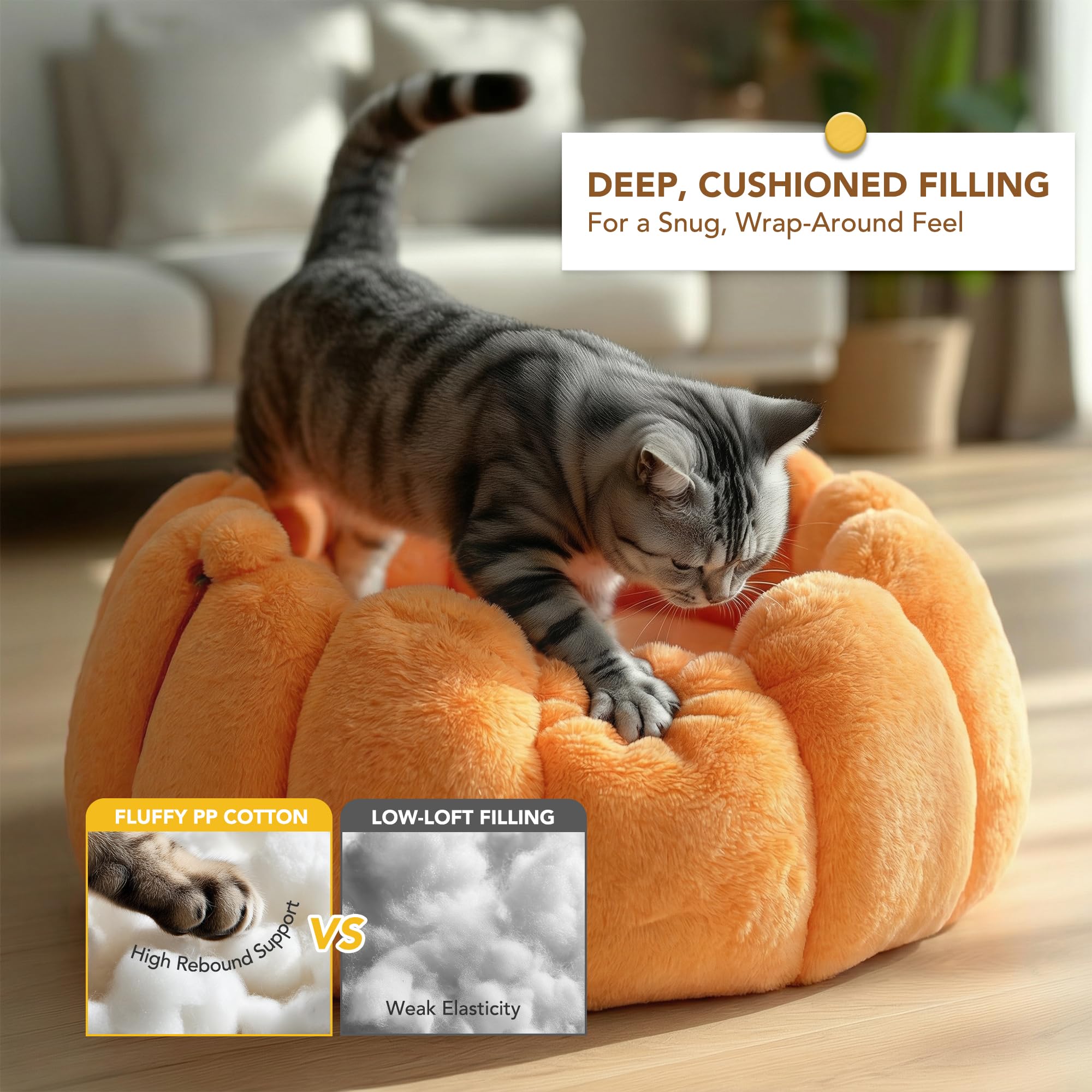 Pumpkin Calming Cat Bed Donut Cuddler