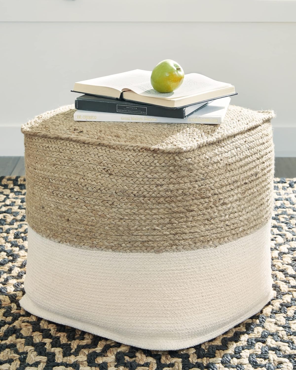 Farmhouse Jute Braided Pouf Ottoman