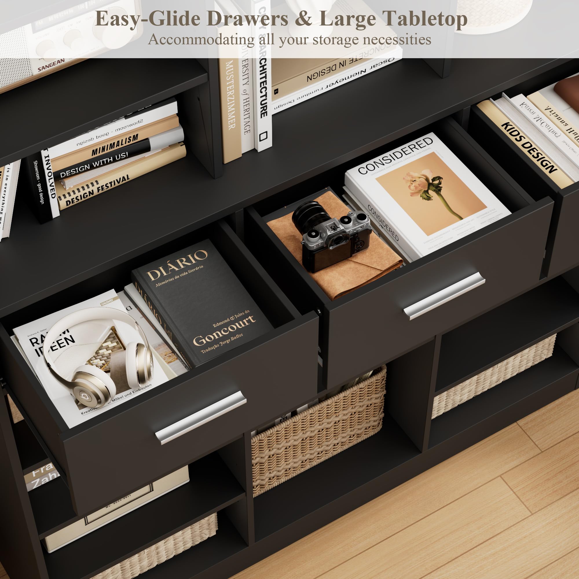 75" Tall Bookshelf with Drawers