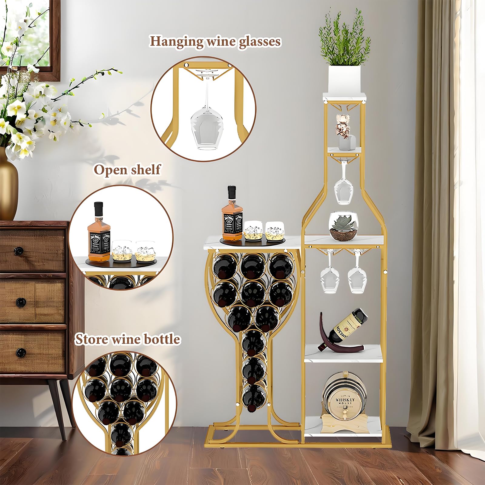 5-Tier Wine Rack Freestanding Floor 11 Bottles Storage Cabinet