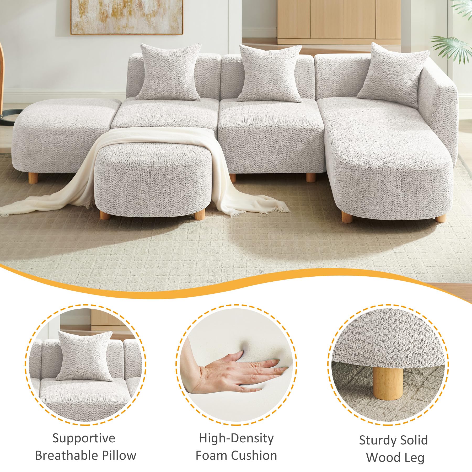 Modular Sectional Sofa with Ottoman