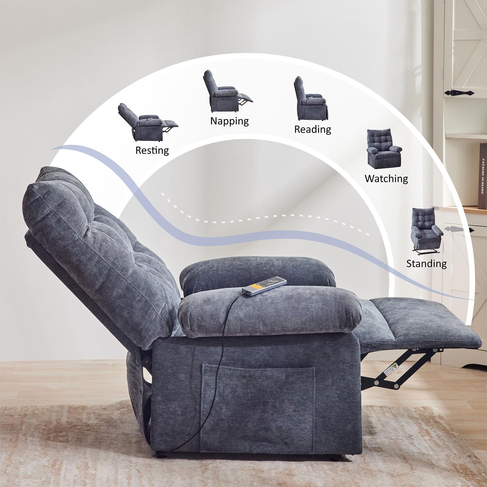 Overstuffed Power Lift Recliner Chair for Elderly