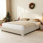 Full Size Boucle Upholstered Bed Frame with Adjustable Headboard