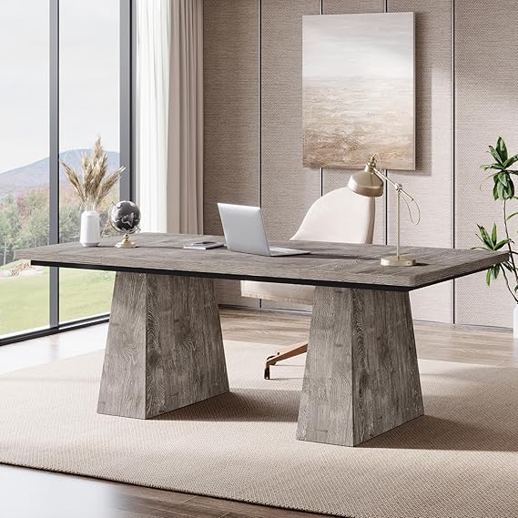 63 Inch Executive Desk Double Pedestal Black