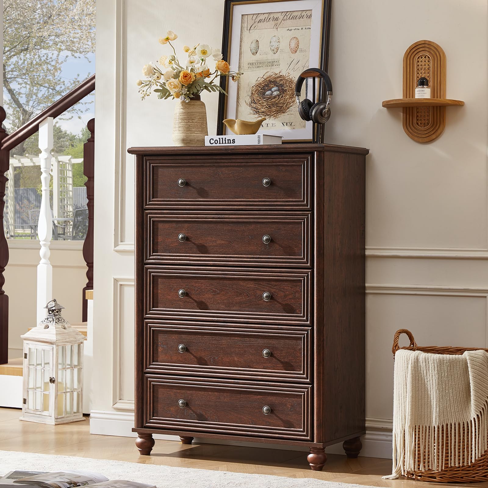 5 Drawer Dresser with Roman Column Design