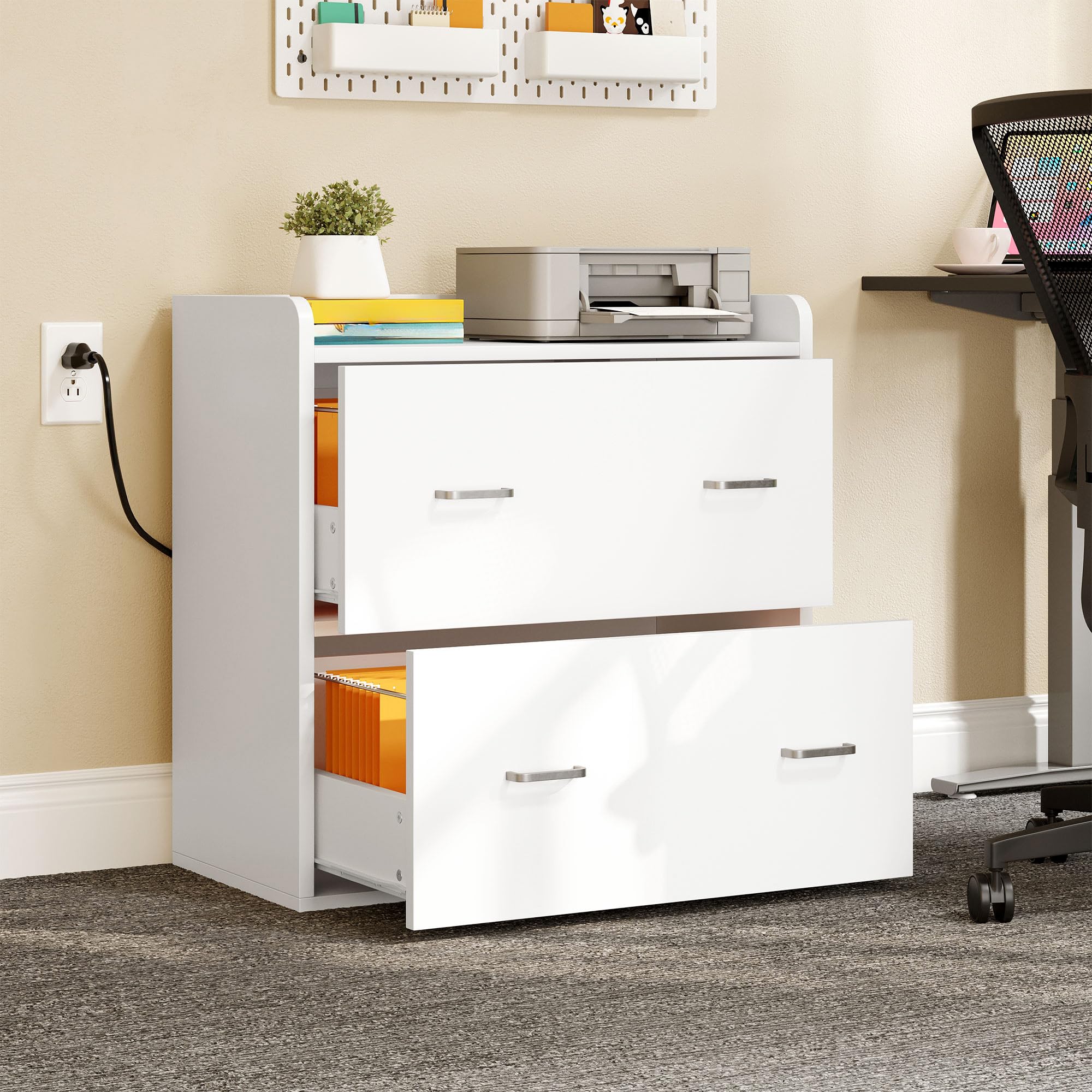 2 Drawer Lateral File Cabinet with Charging Station