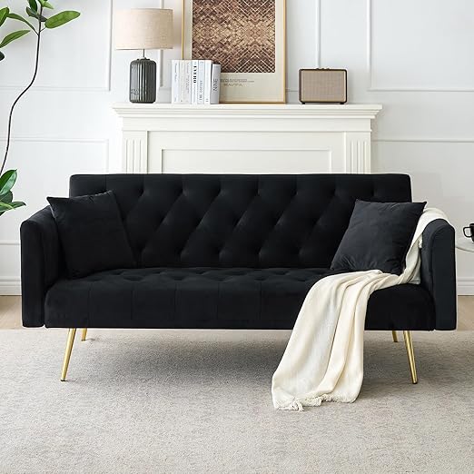 Velvet Sofa Bed Convertible Sleeper Couch