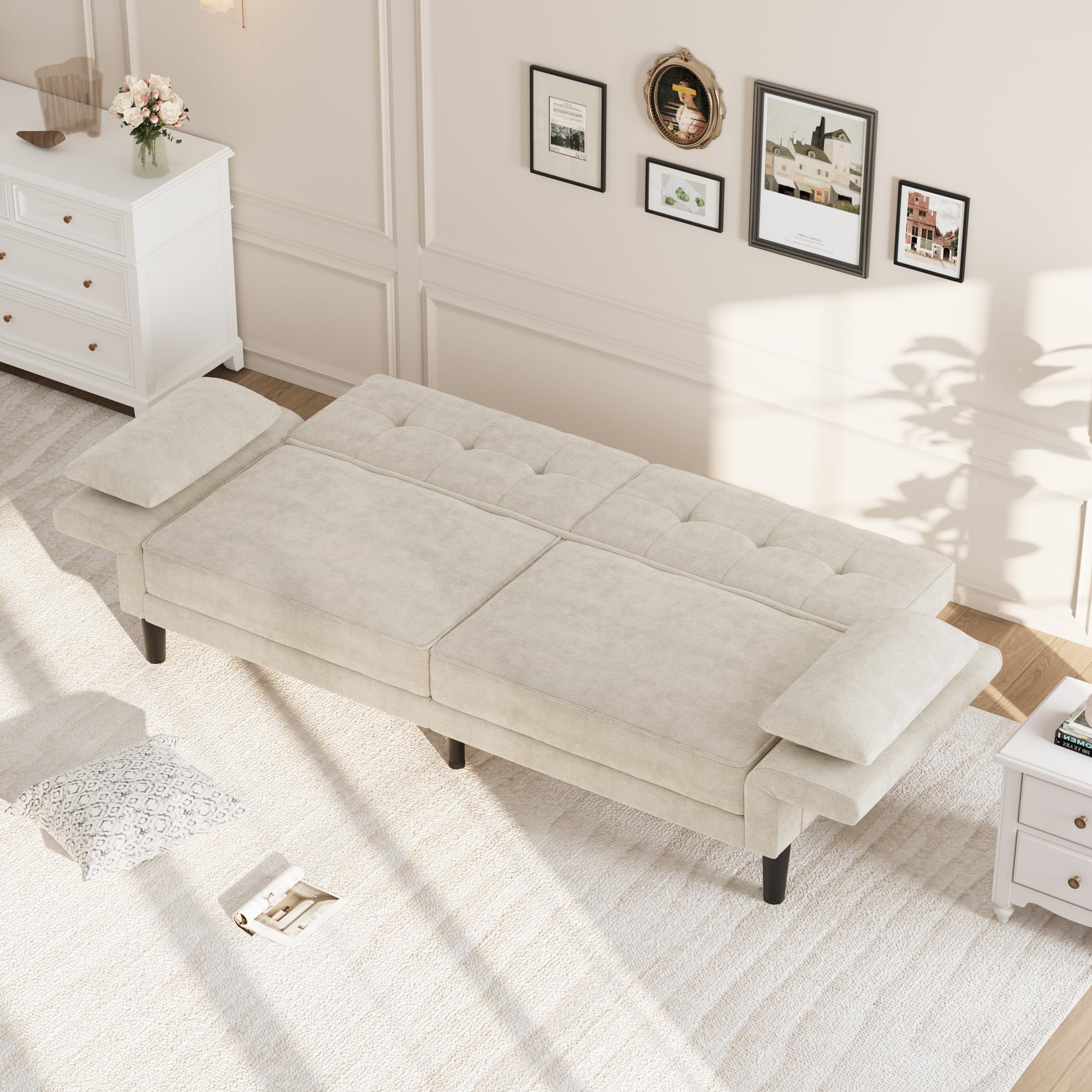 89" Futon Sofa Bed with Adjustable Backrest