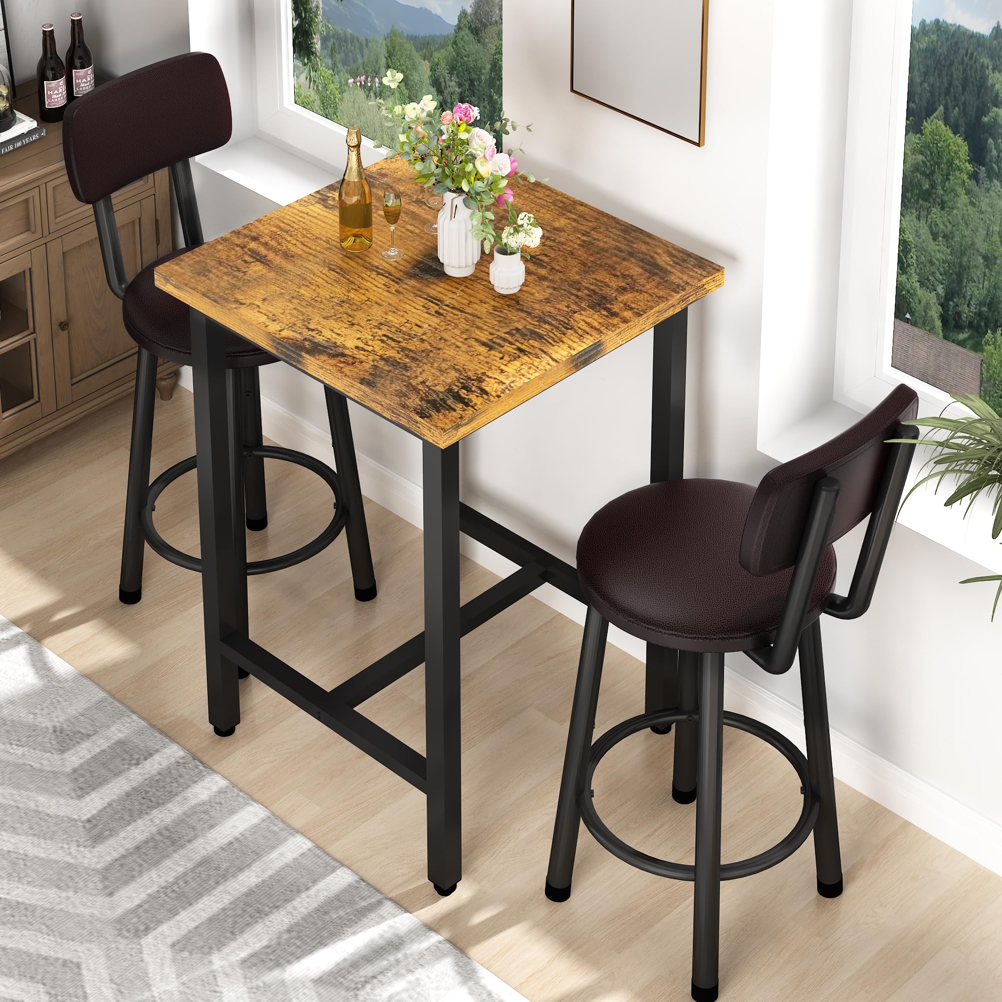 3 Piece Pub Dining Set Counter Height Table