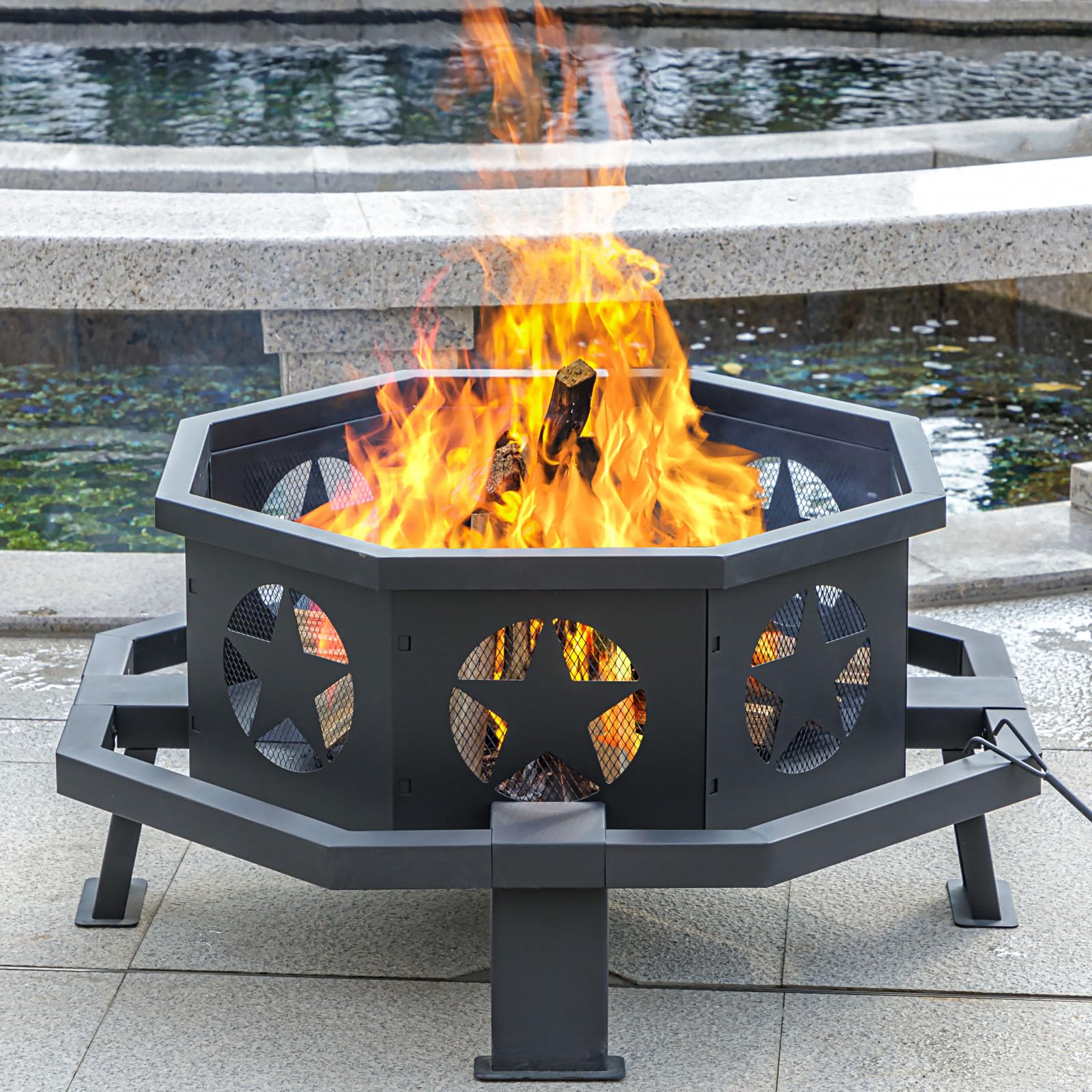 35 Inch Octagonal Wood Burning Fire Pit