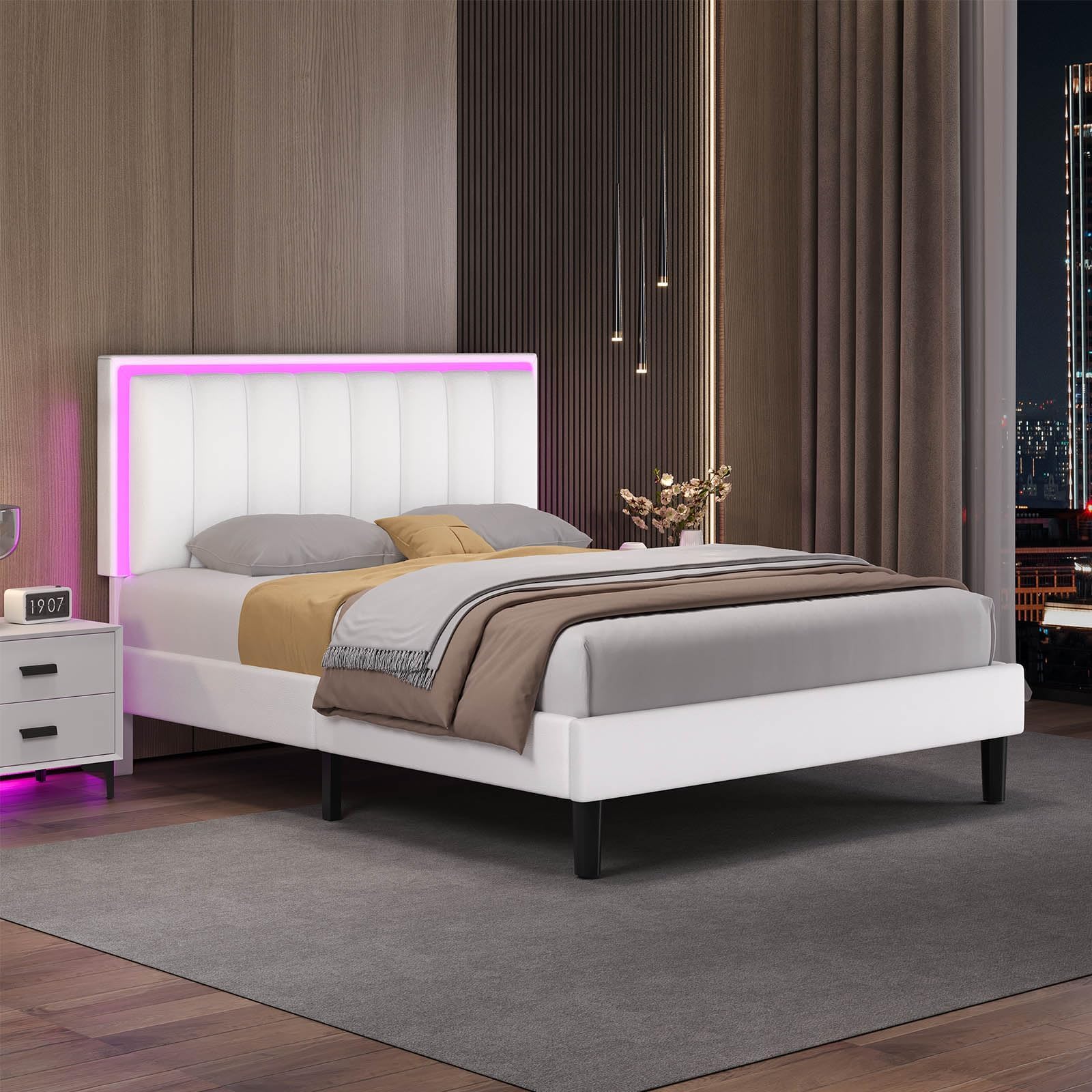 Queen Bed Frame with LED Lights