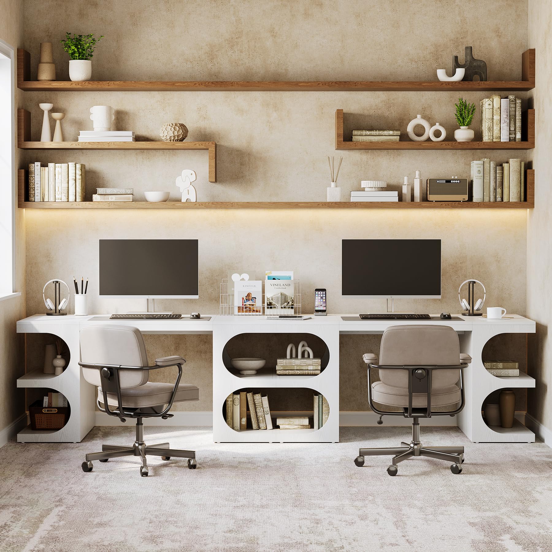 62.2-Inch Executive Desk with Storage Shelves