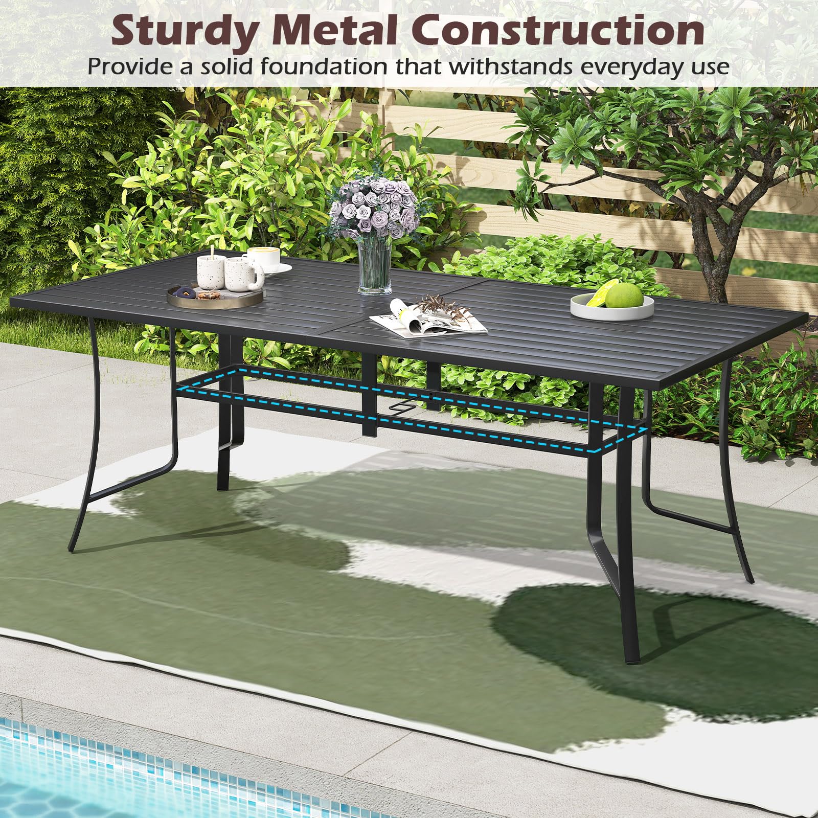 Metal Patio Dining Table for 8