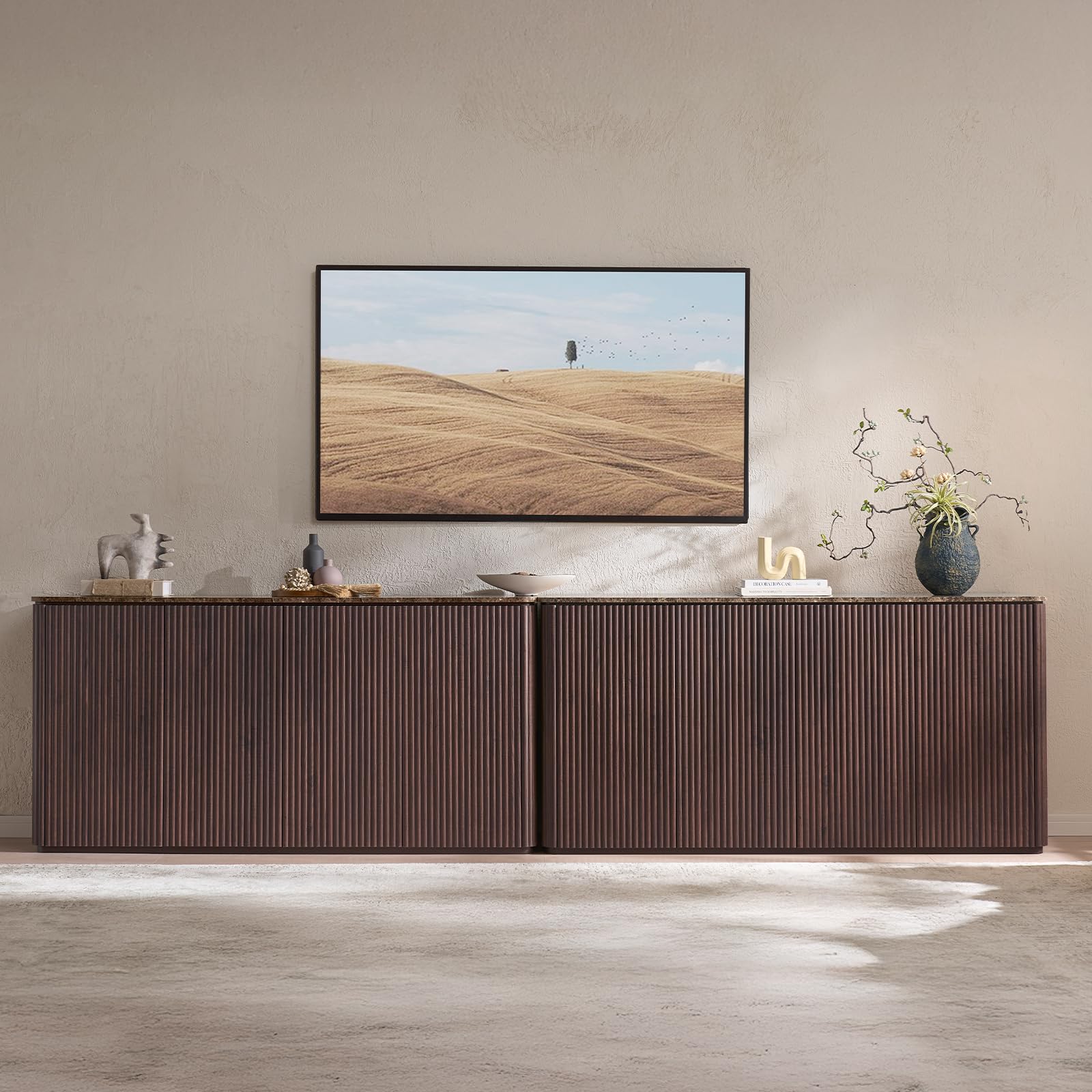 Fluted Sideboard Cabinet with Storage