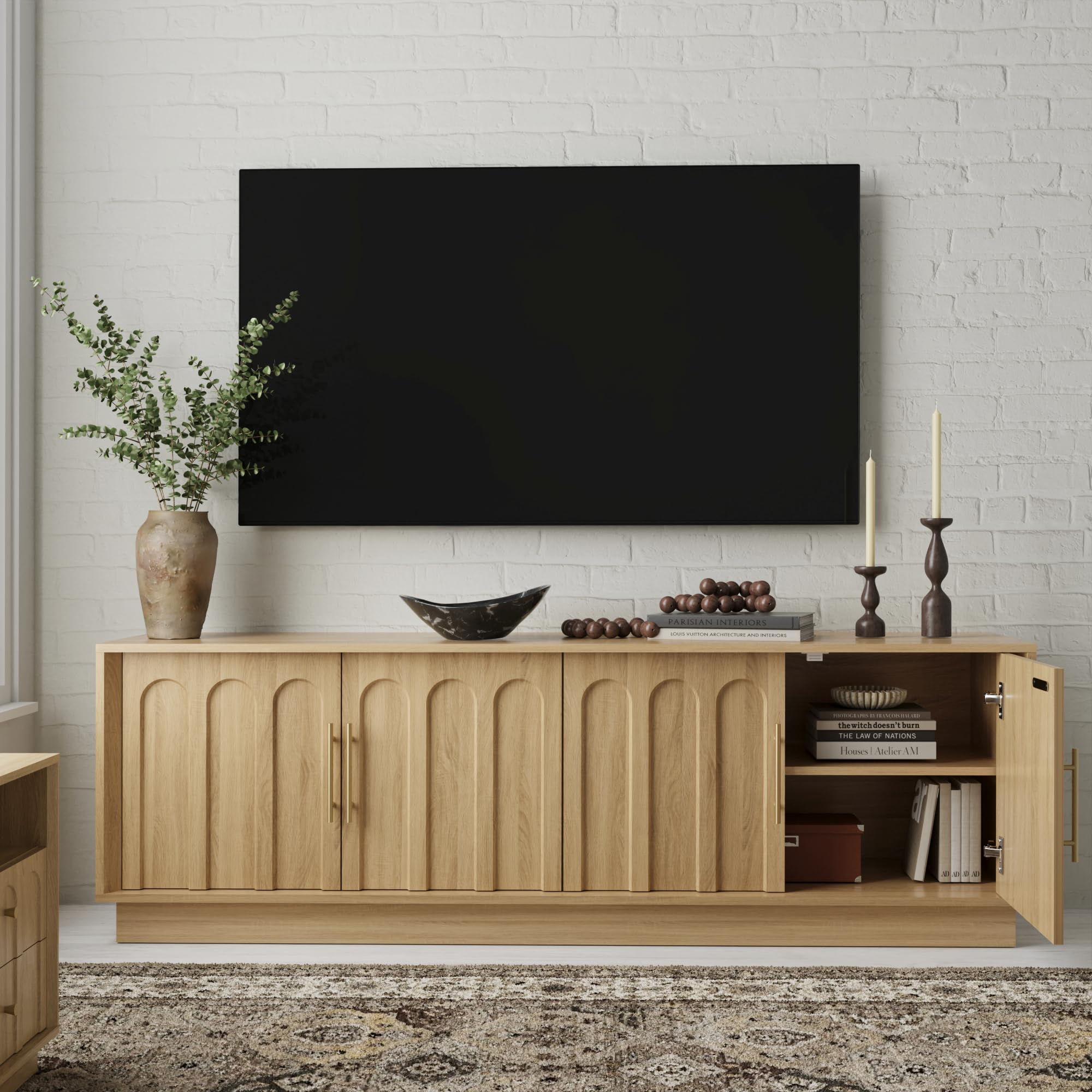 Mid Century Modern TV Stand with Arched Design