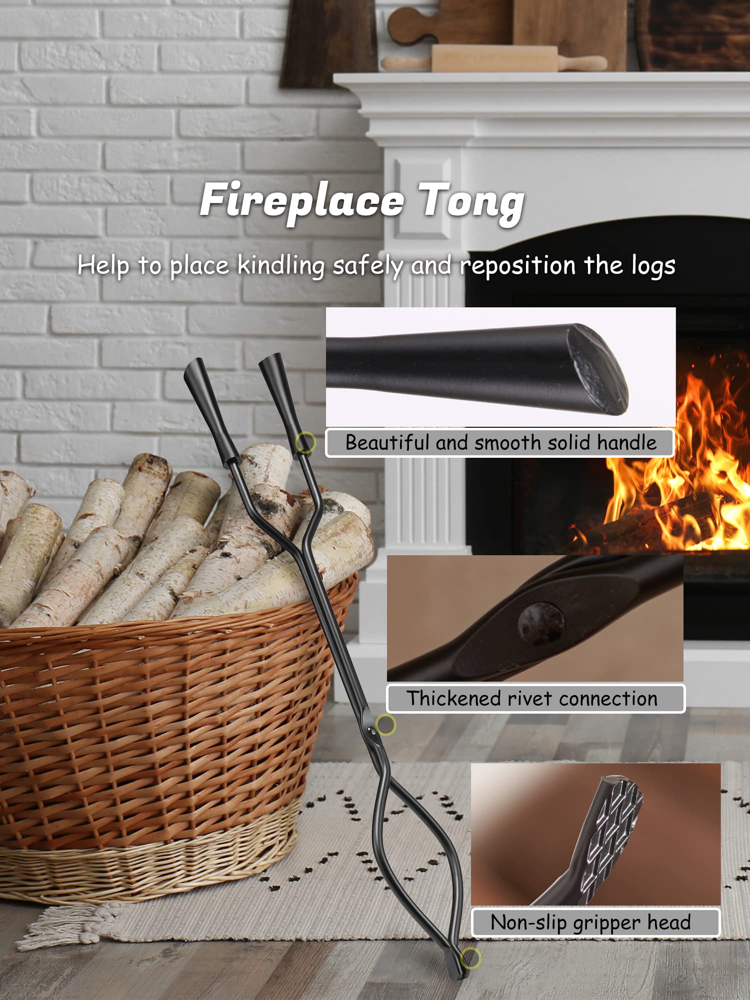 5-Piece Fireplace Tool Set with Stand