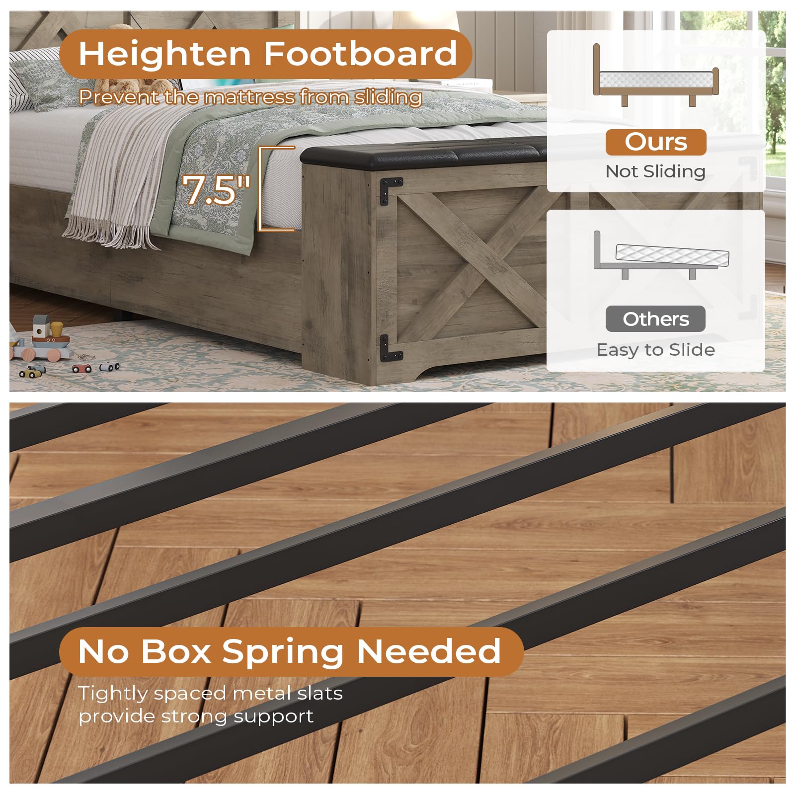 Twin Bed Frame with Storage and LED Lights