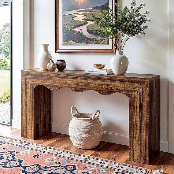 63" Farmhouse Console Table with Storage