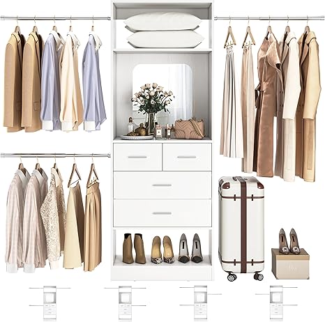 Walk-in Closet Organizer System with Mirror and Drawers