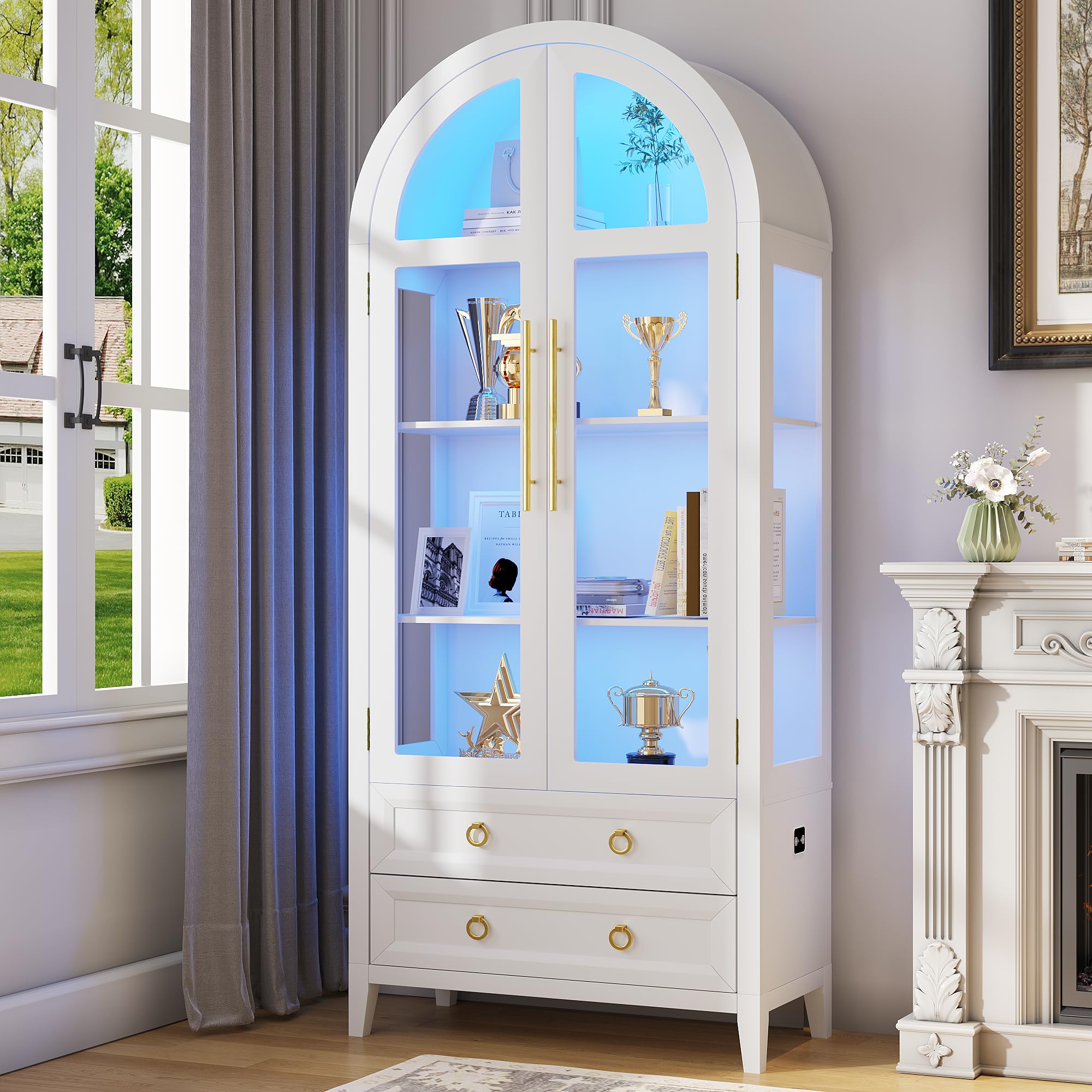 Arched Display Cabinet with LED Lighting
