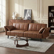 Mid-Century Modern Convertible Leather Futon Sofa
