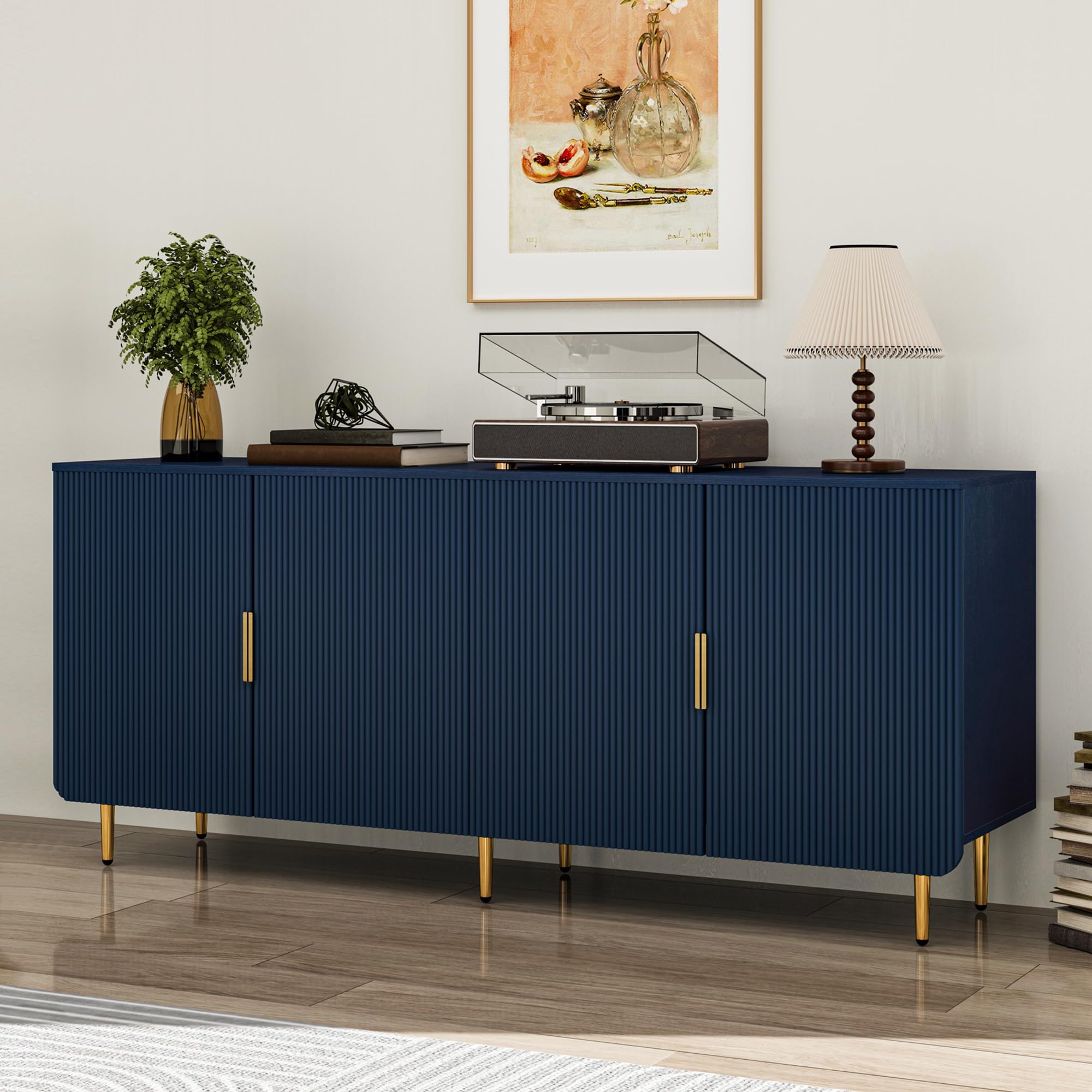 Fluted Sideboard Buffet Cabinet with Storage