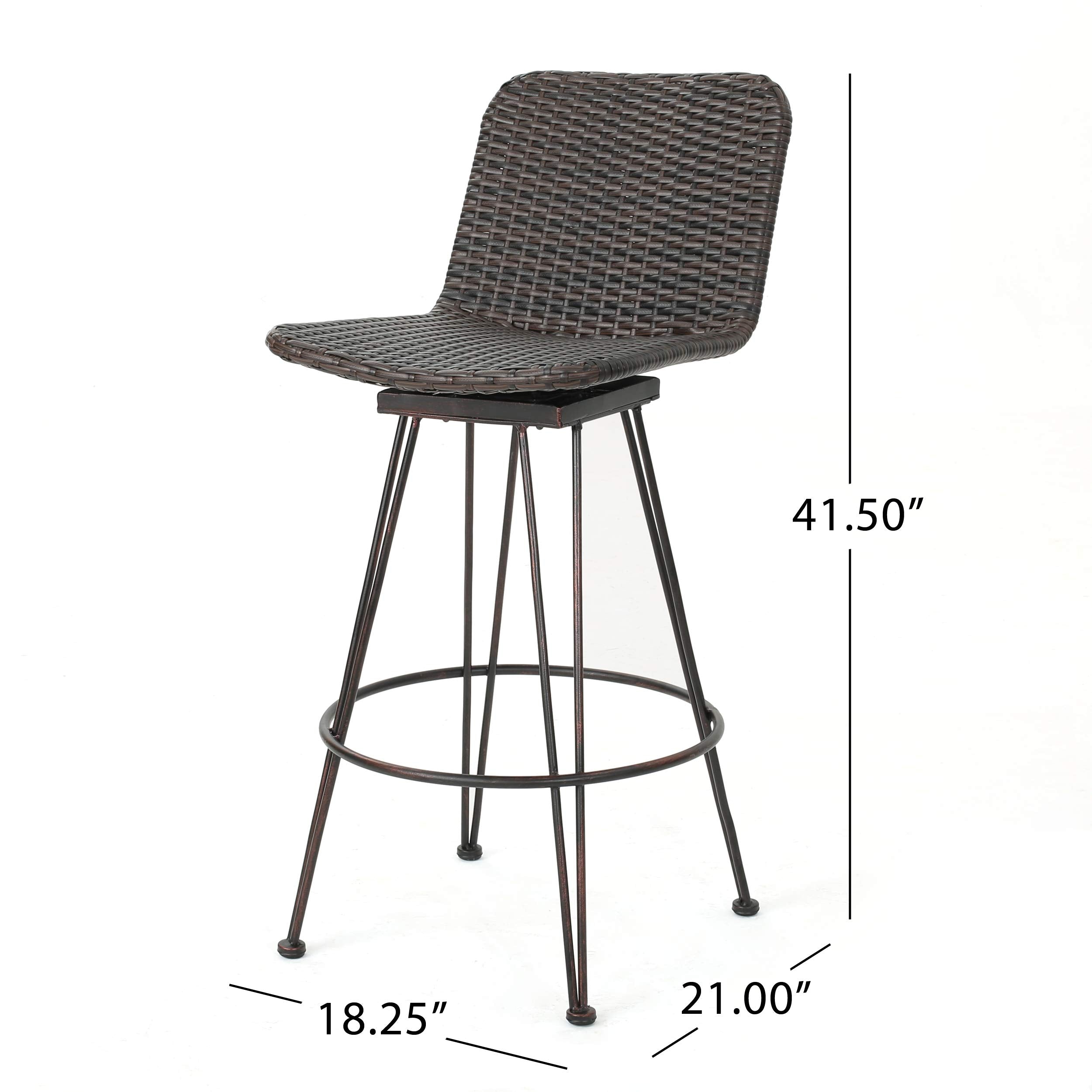 Outdoor Wicker Barstools with Iron Frame