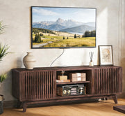 63" TV Stand with Sliding Doors and Charging Station