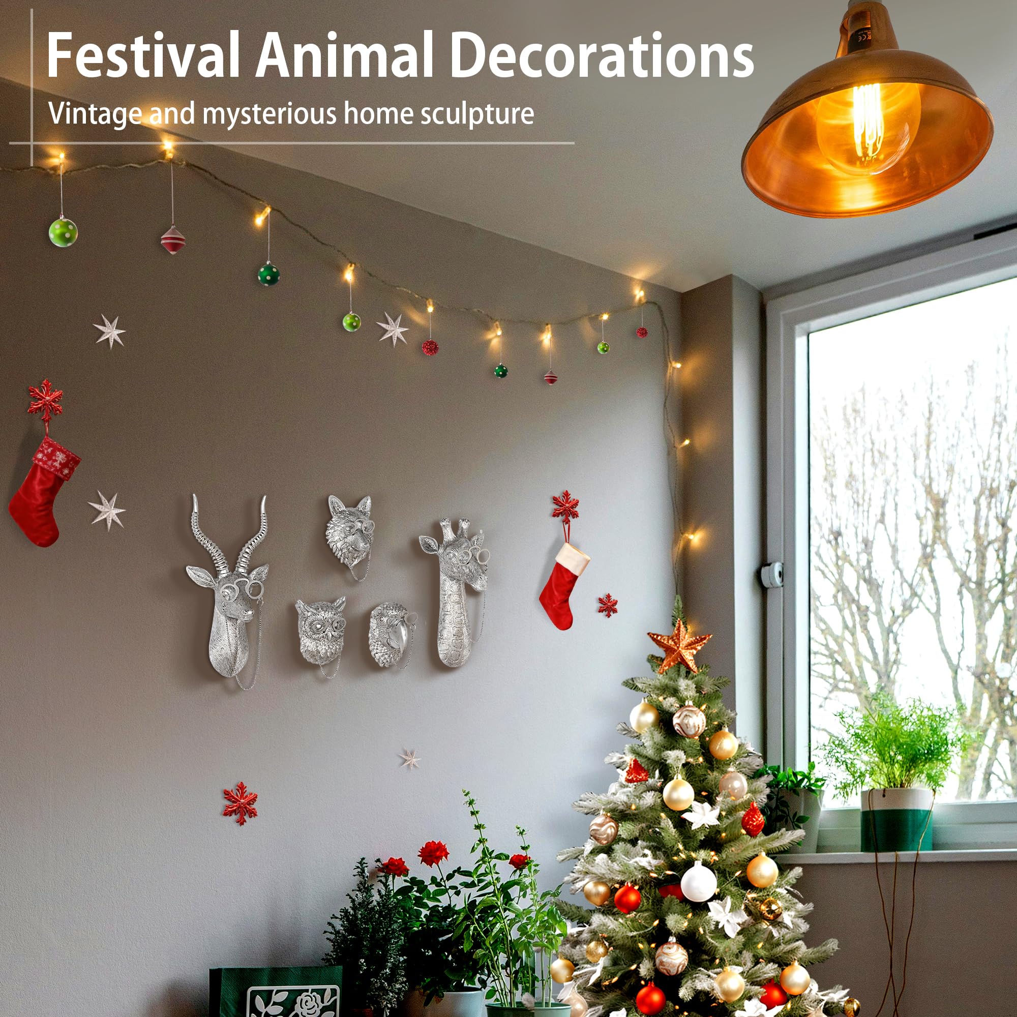 Silver Animal Head Wall Decor Set - 5 Pack