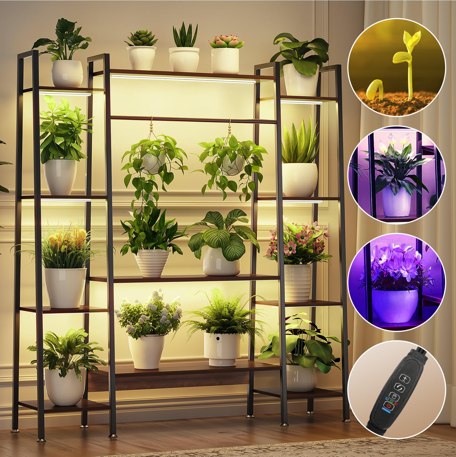 12 Tier Plant Stand with LED Grow Lights